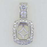 Sterling Silver Semi Mount Pendant Setting Cushion CU 9x7mm White Topa - Syzjewelry